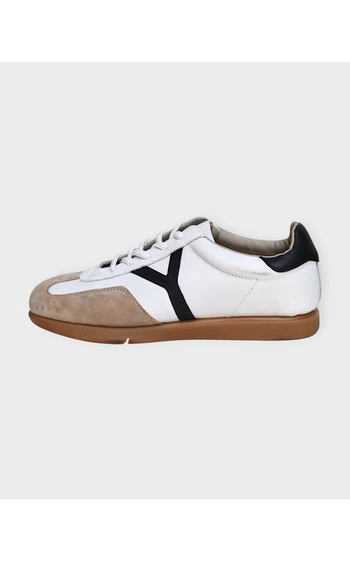 Saydo Shoes- Zelk Sneaker in Off-White and Taupe