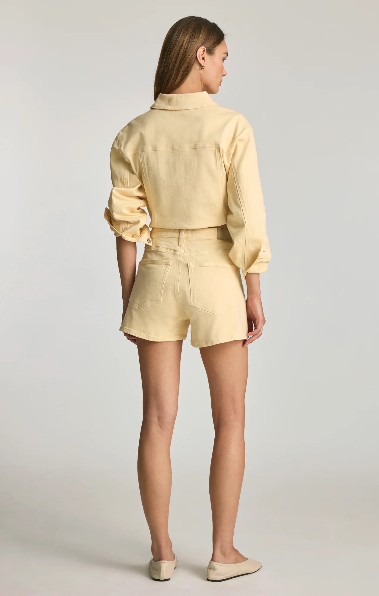Mavi- Heidi High Rise Straigh Leg Shorts in Faded Lemon