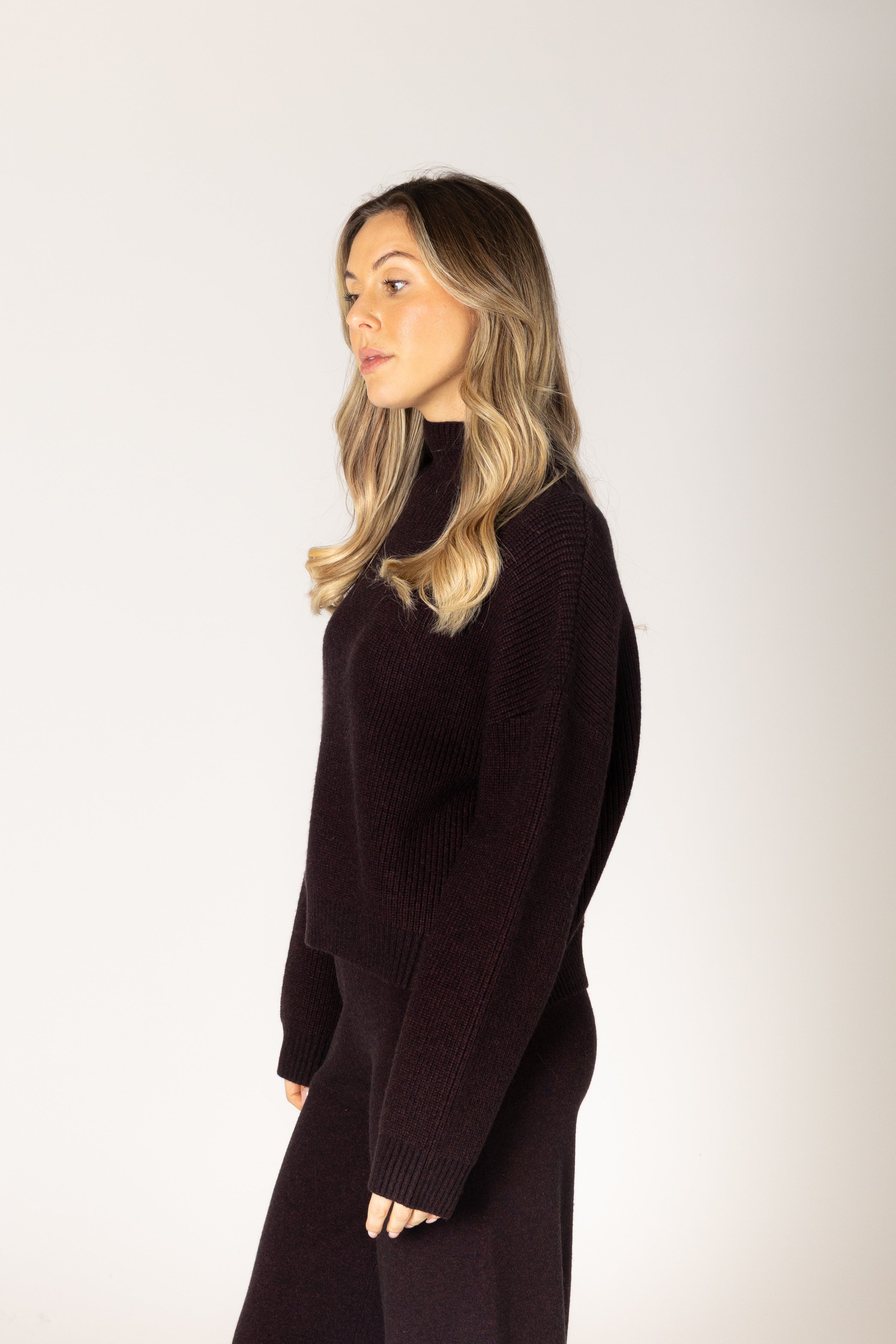 Lyla + Luxe- Evolet Essentials Mock Pullover in Acai
