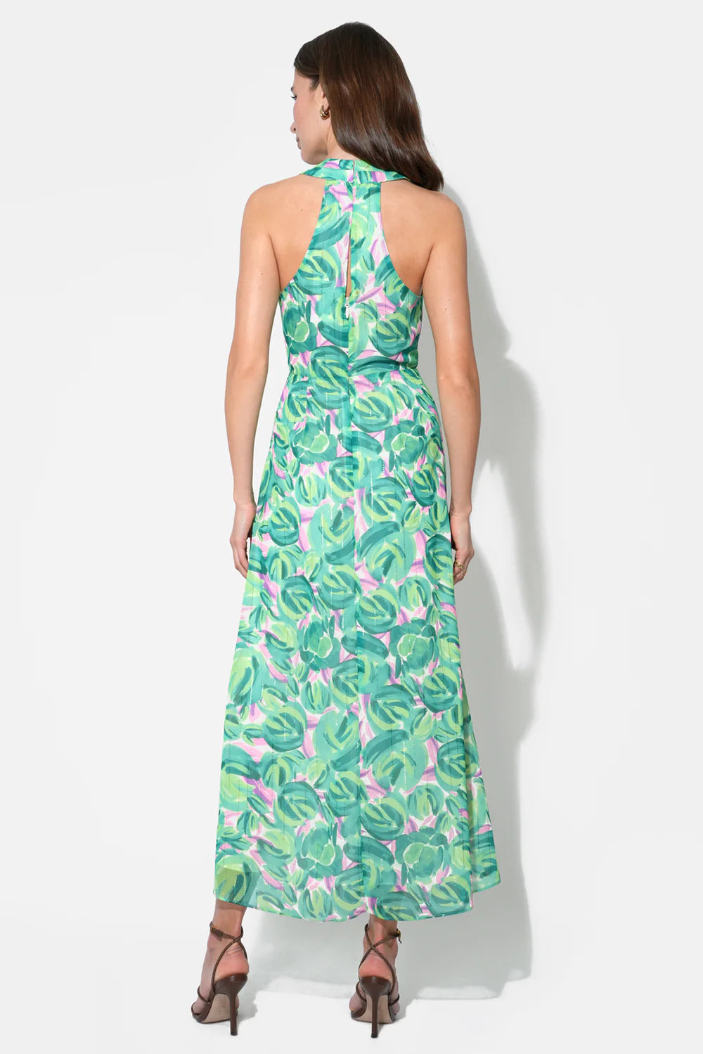 Adelyn Rae- Margot Wrap Tie Waist Printed Maxi Dress in Green