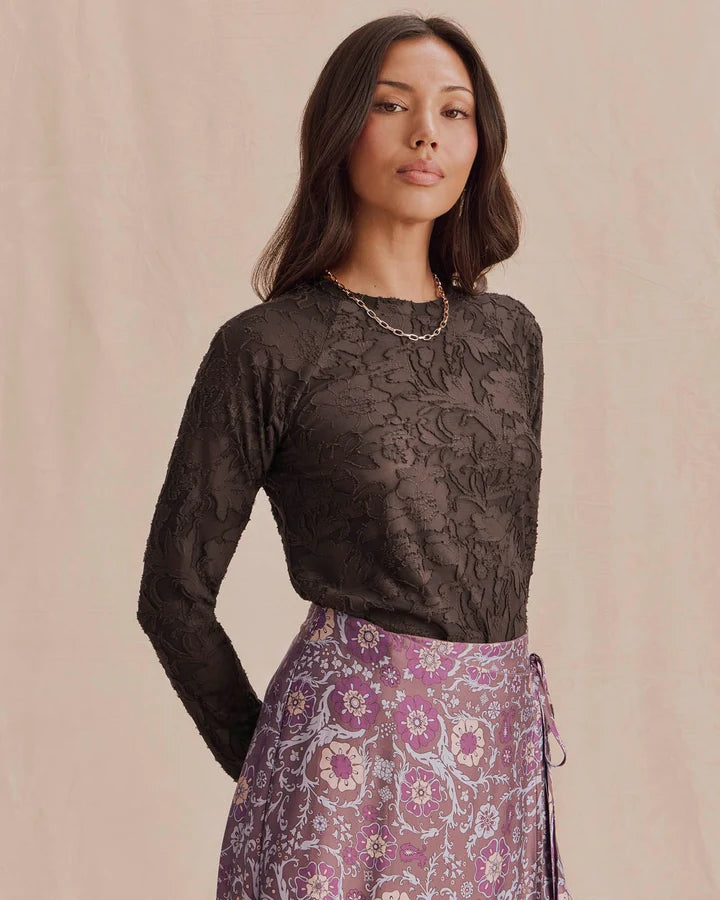 Splendid- Cecelia Floral Long Sleeve Tee in Java
