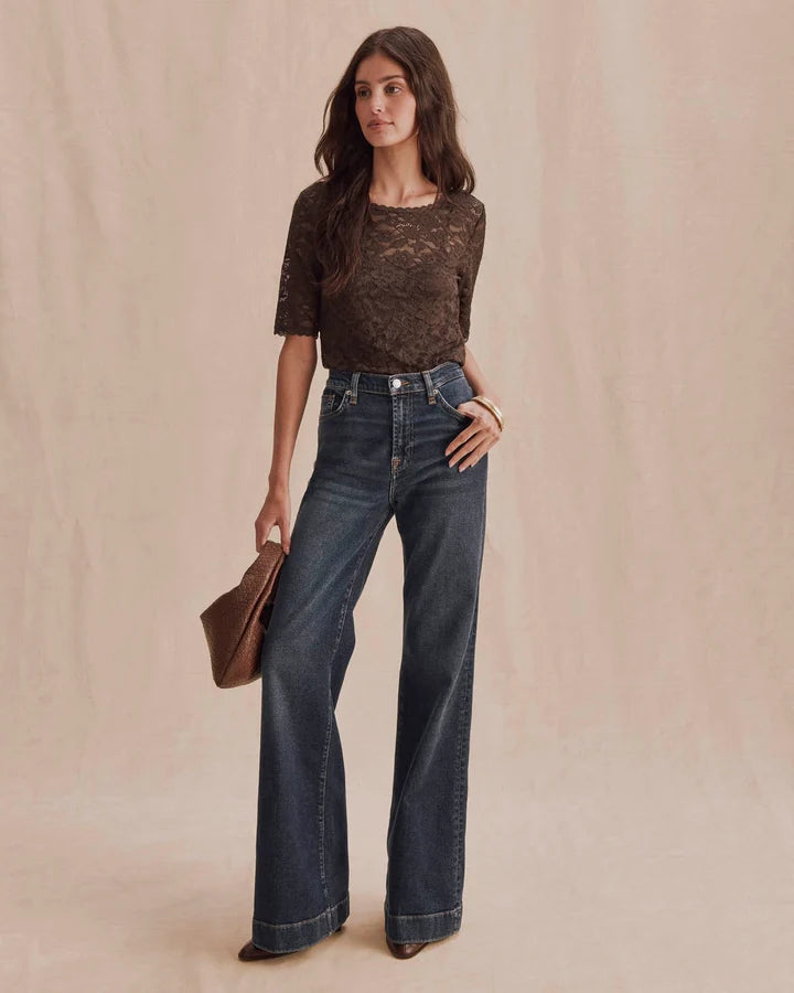 Splendid- Skyler Stretch Lace Top in Java