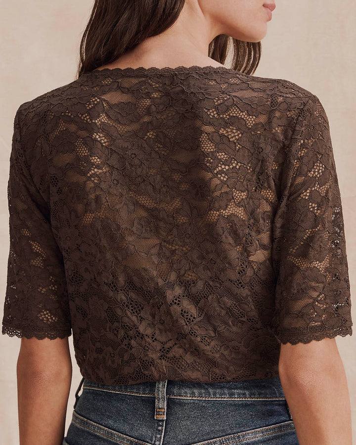 Splendid- Skyler Stretch Lace Top in Java