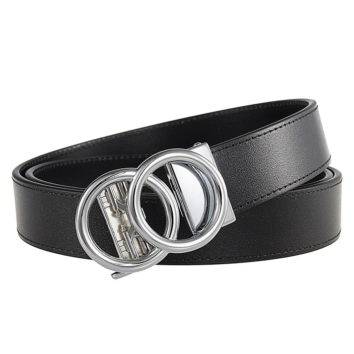 KNKT- Eclipse Silver Italian Full-Grain Leather Belt in Black
