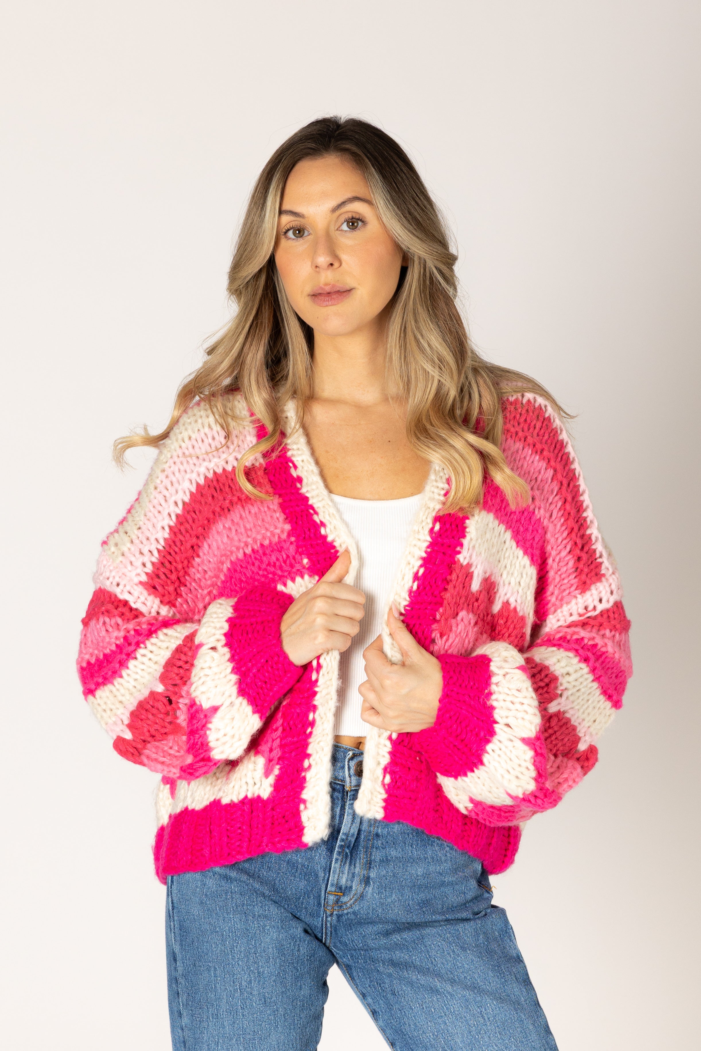 Lyla + Luxe- Hunter Knit Cardi in Macaron Stripe