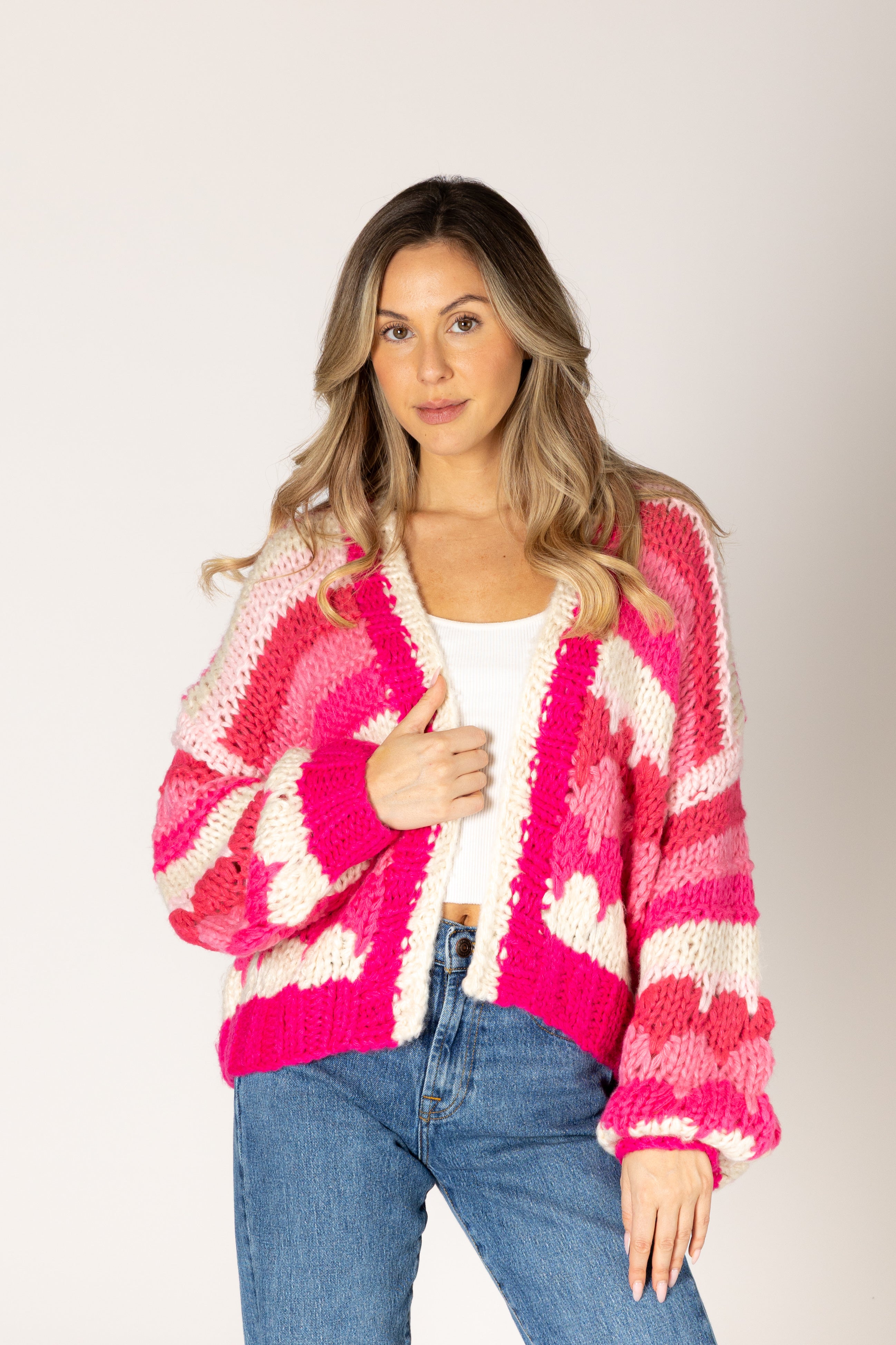 Lyla + Luxe- Hunter Knit Cardi in Macaron Stripe