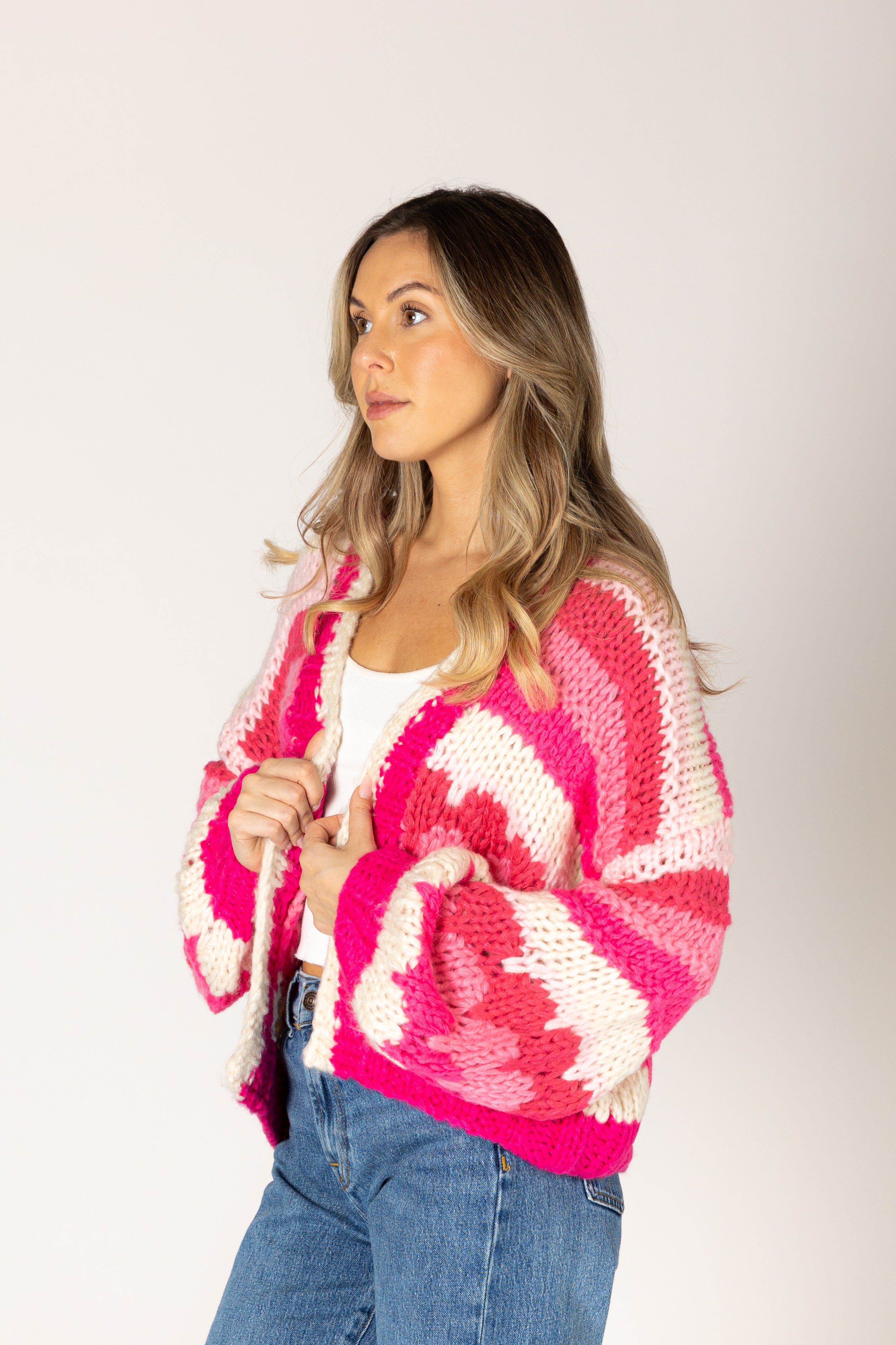Lyla + Luxe- Hunter Knit Cardi in Macaron Stripe