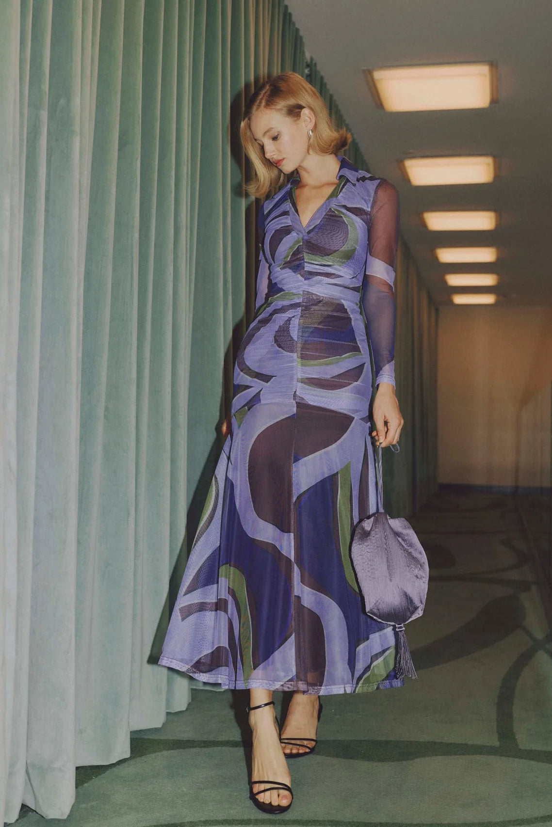 Hutch - Gael Printed Maxi Dress in Plum