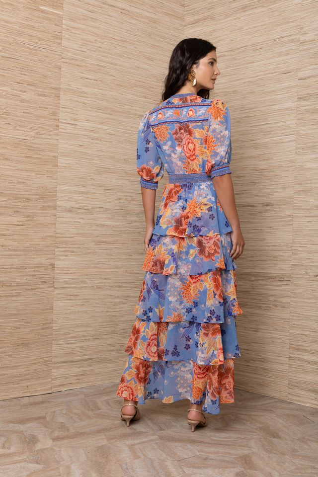 Hale Bob- Wisteria Chiffon Maxi Dress in Blue