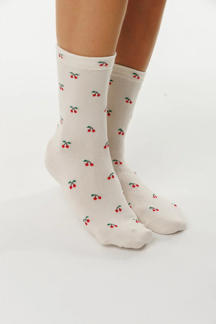 LIMLIM- Soft Cherry Socks in Beige
