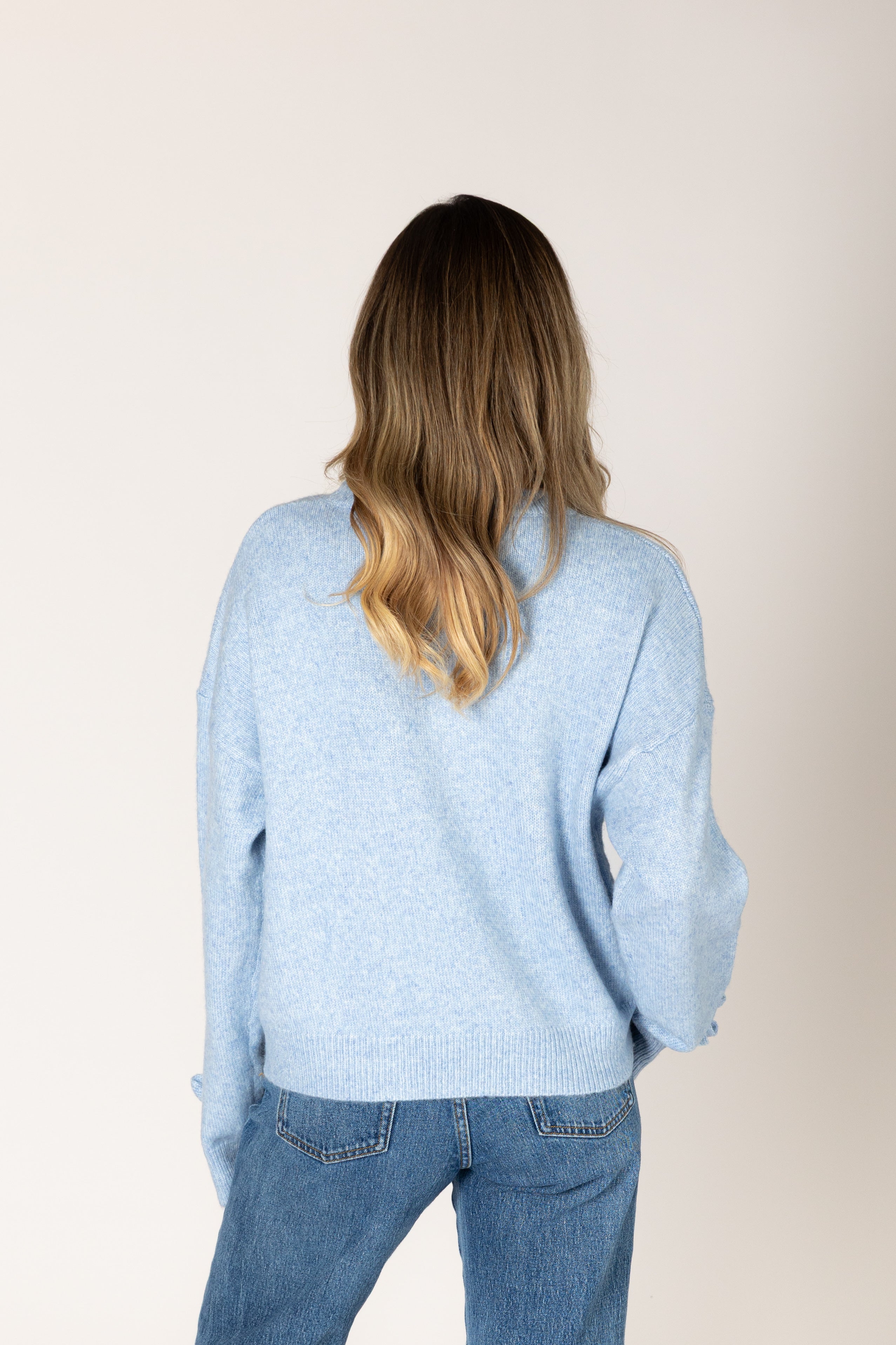 Lyla + Luxe- Jessie Novelty Bow Sweater in Sky