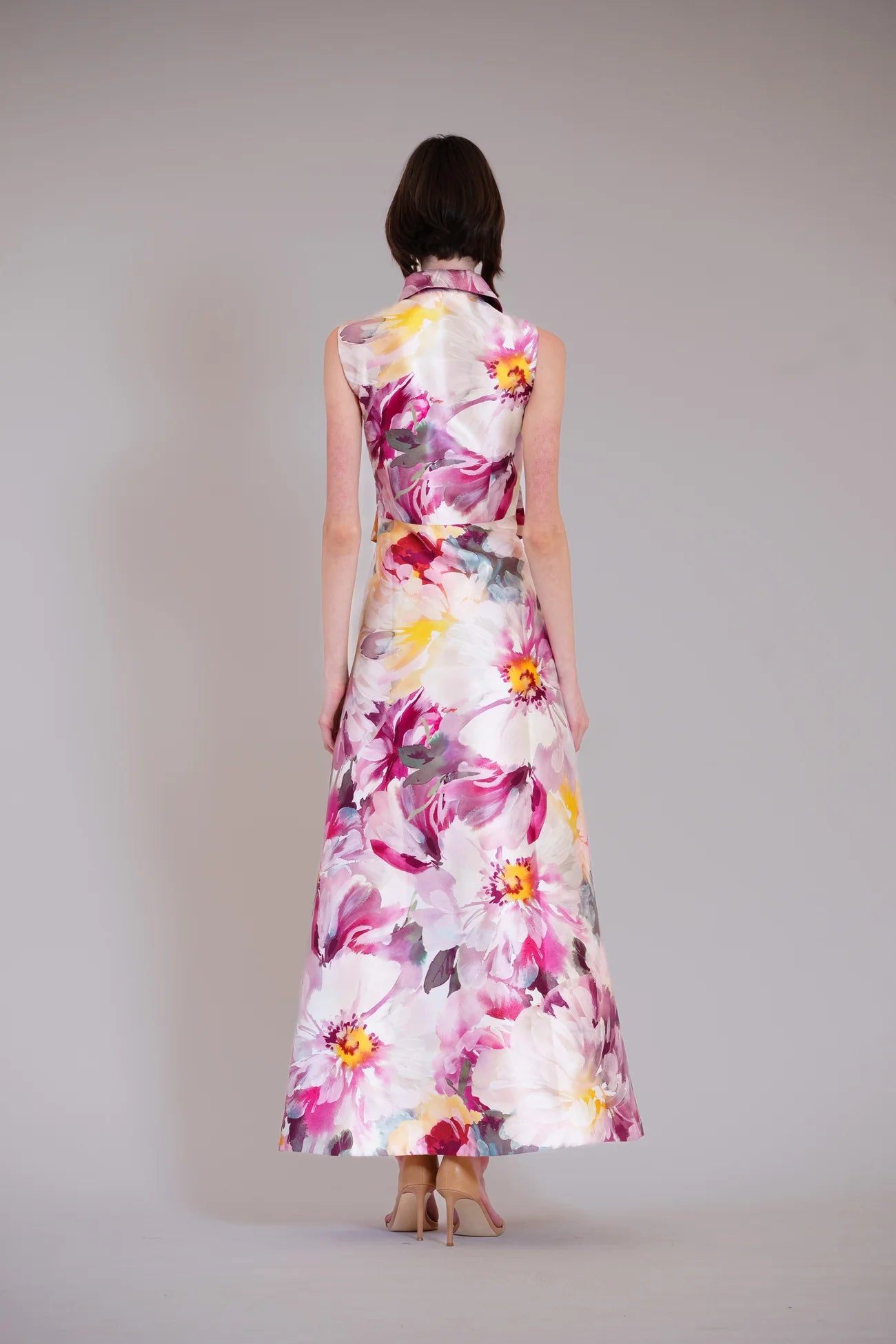 Julia Jordan- Sleeveless Collared Shirtdress Gown in Pink