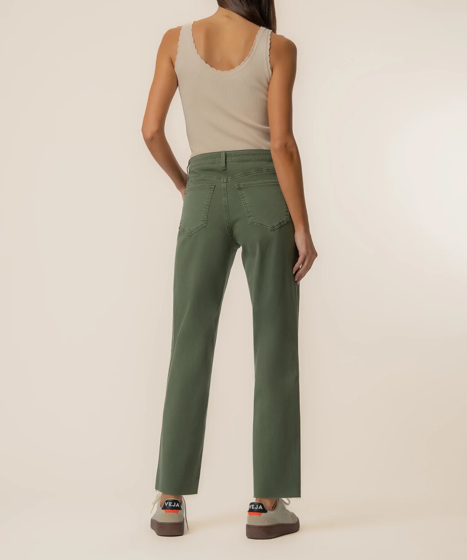KUT From The Kloth- Charlotte High Rise Wide Leg Twill in Seaweed