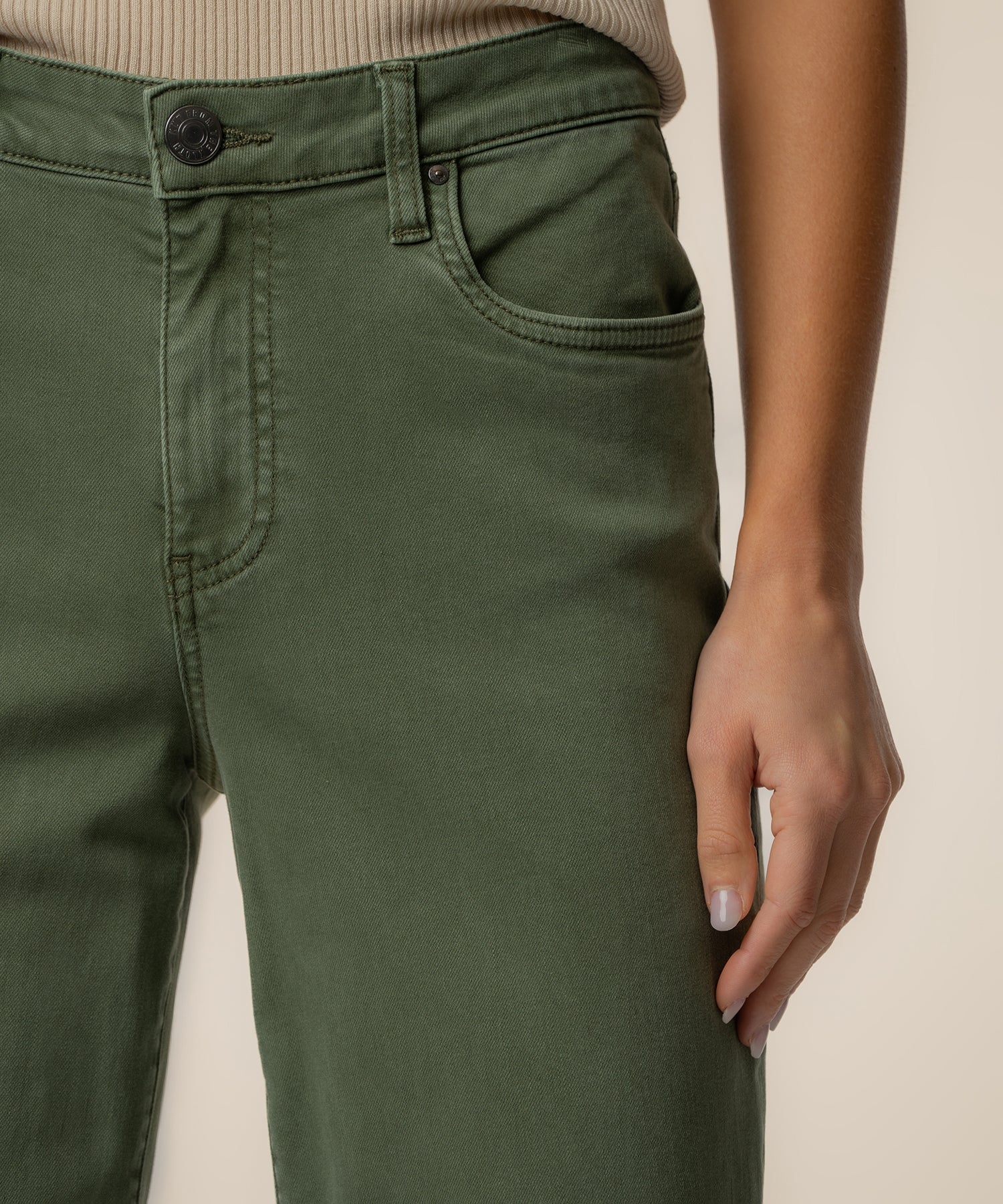KUT From The Kloth- Charlotte High Rise Wide Leg Twill in Seaweed