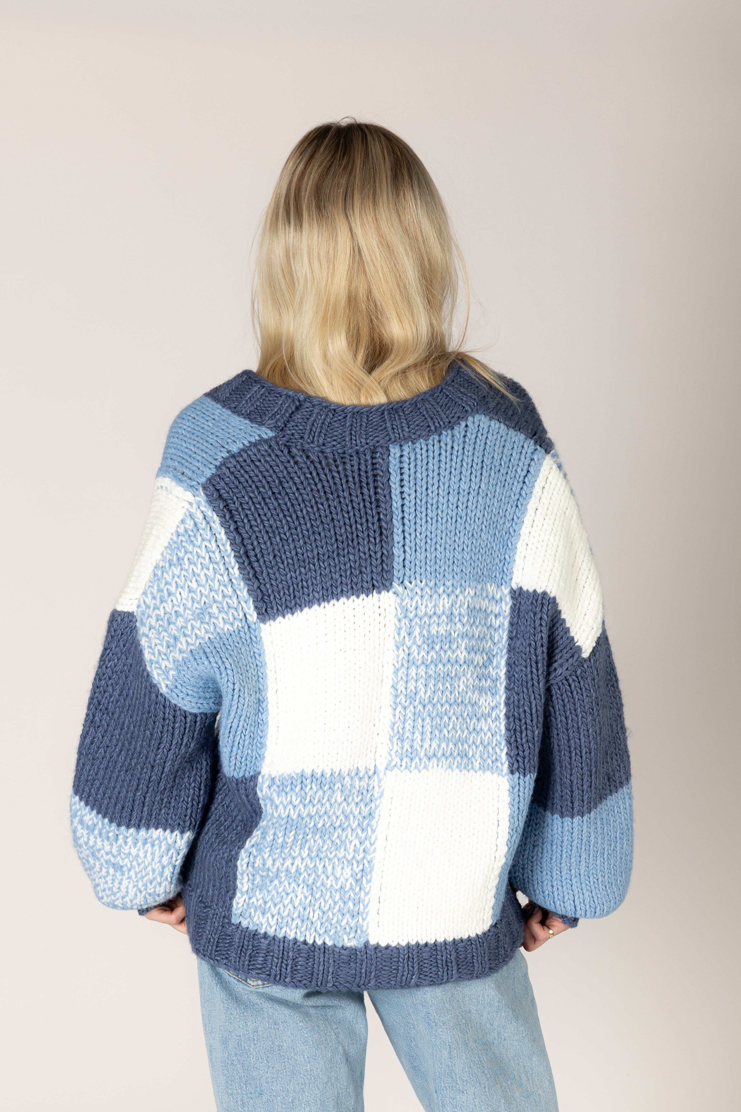 Lyla + Luxe- Lenny Hand Knit Cardi in Blue Denim