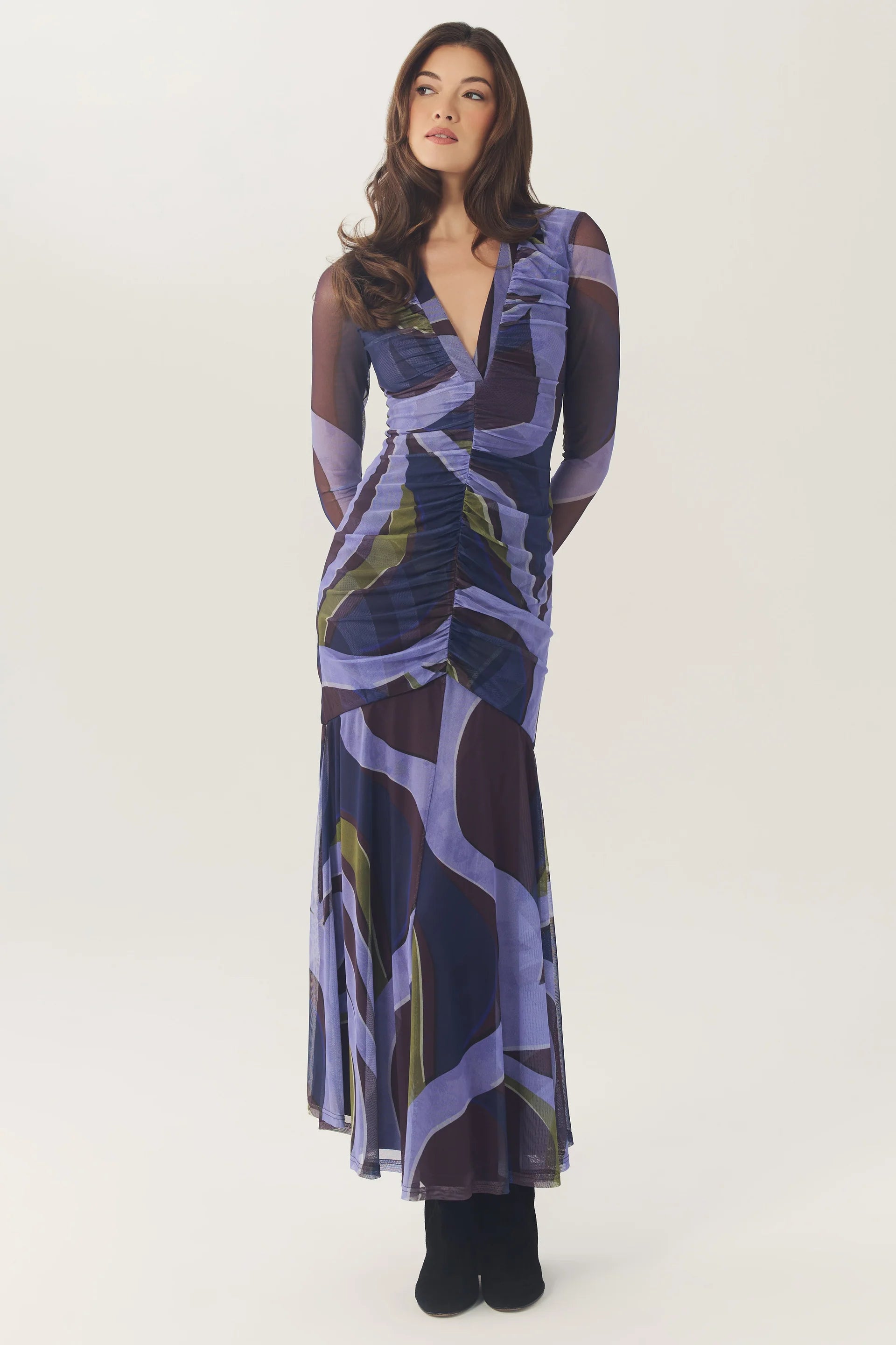 Hutch - Gael Printed Maxi Dress in Plum