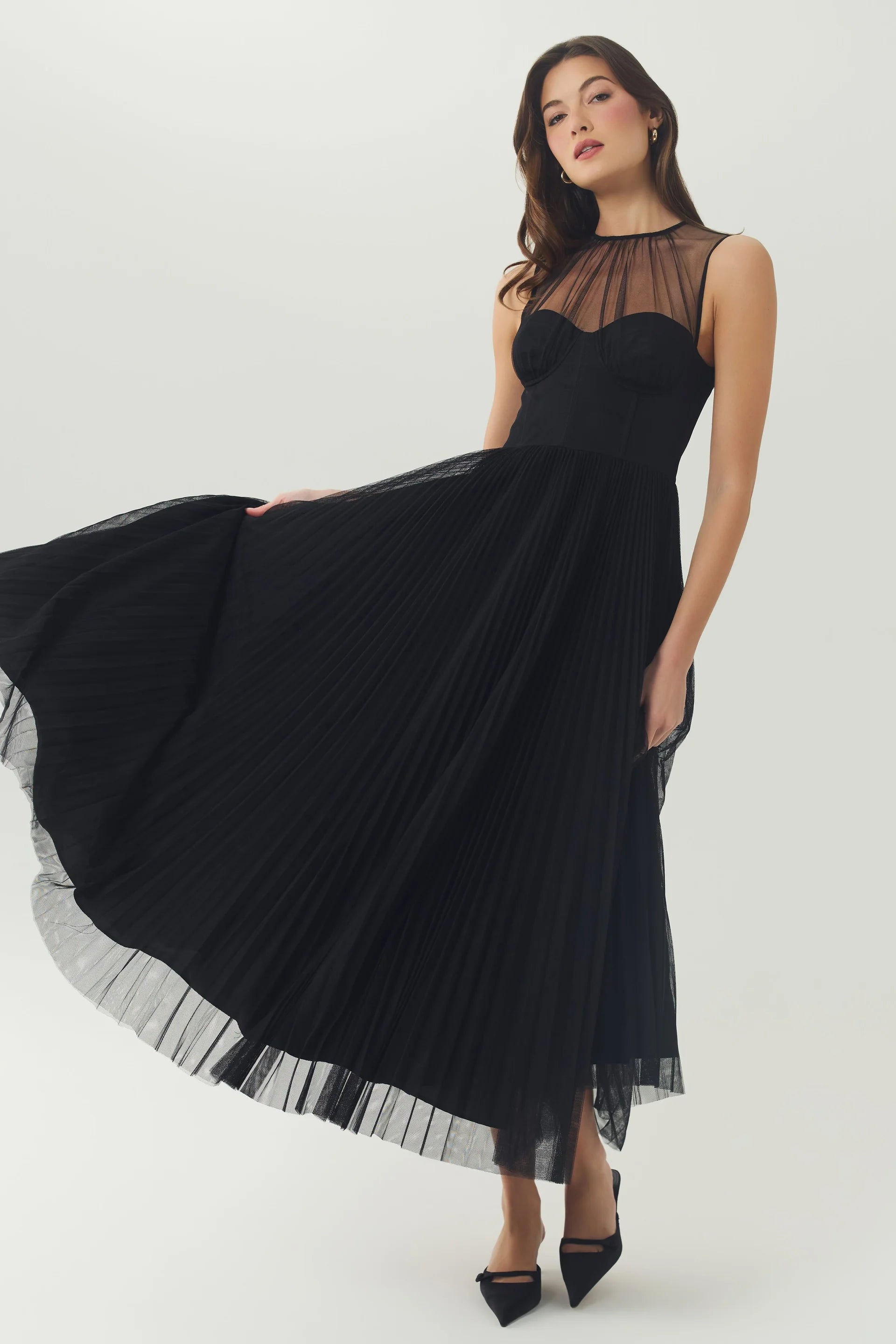 Hutch - Donya Pleated Gown in Black