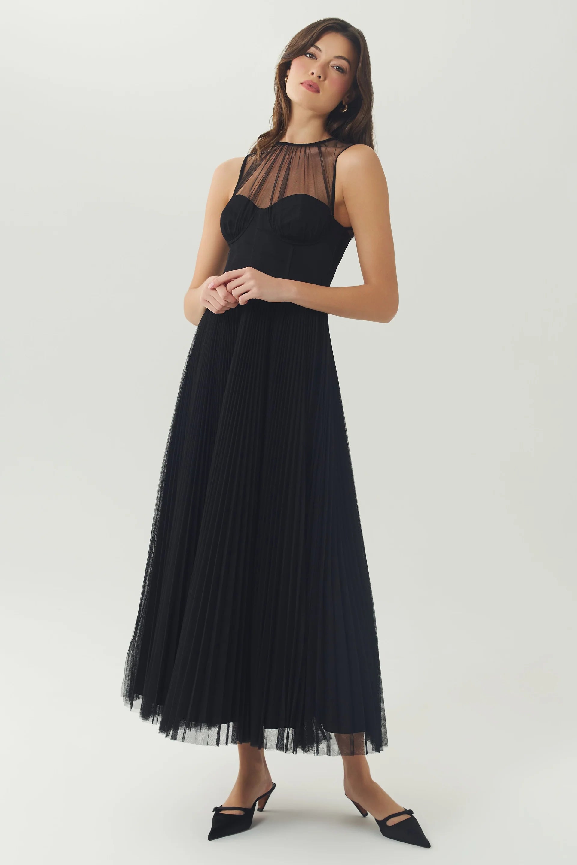 Hutch - Donya Pleated Gown in Black