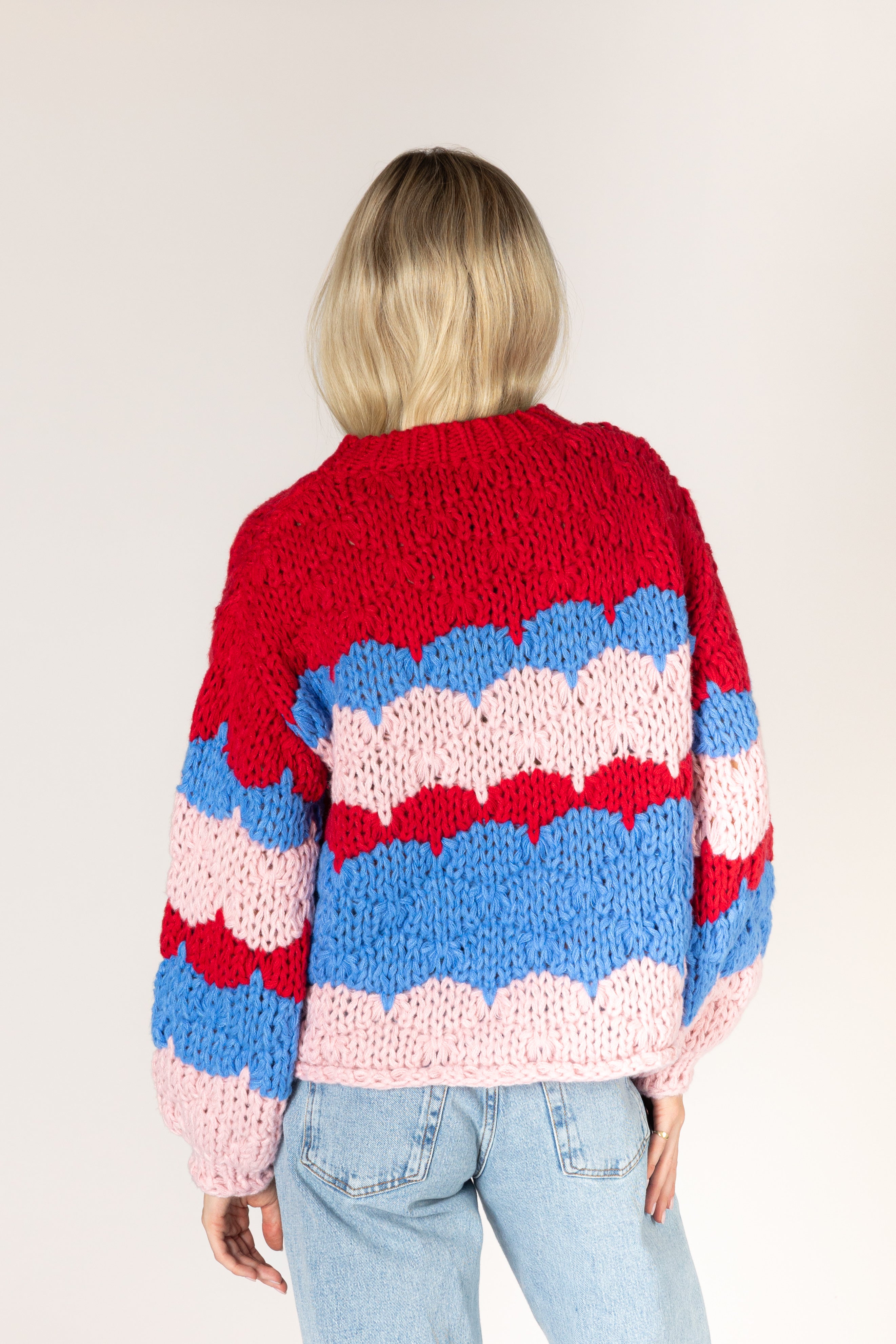 Lyla + Luxe- Lynn Knit Stripe Sweater in Red