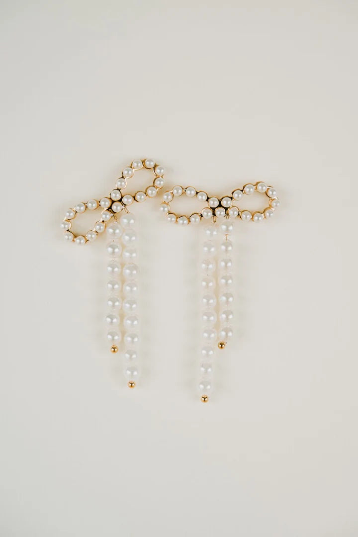 Luna + Stone- Pearl Bow Earrings