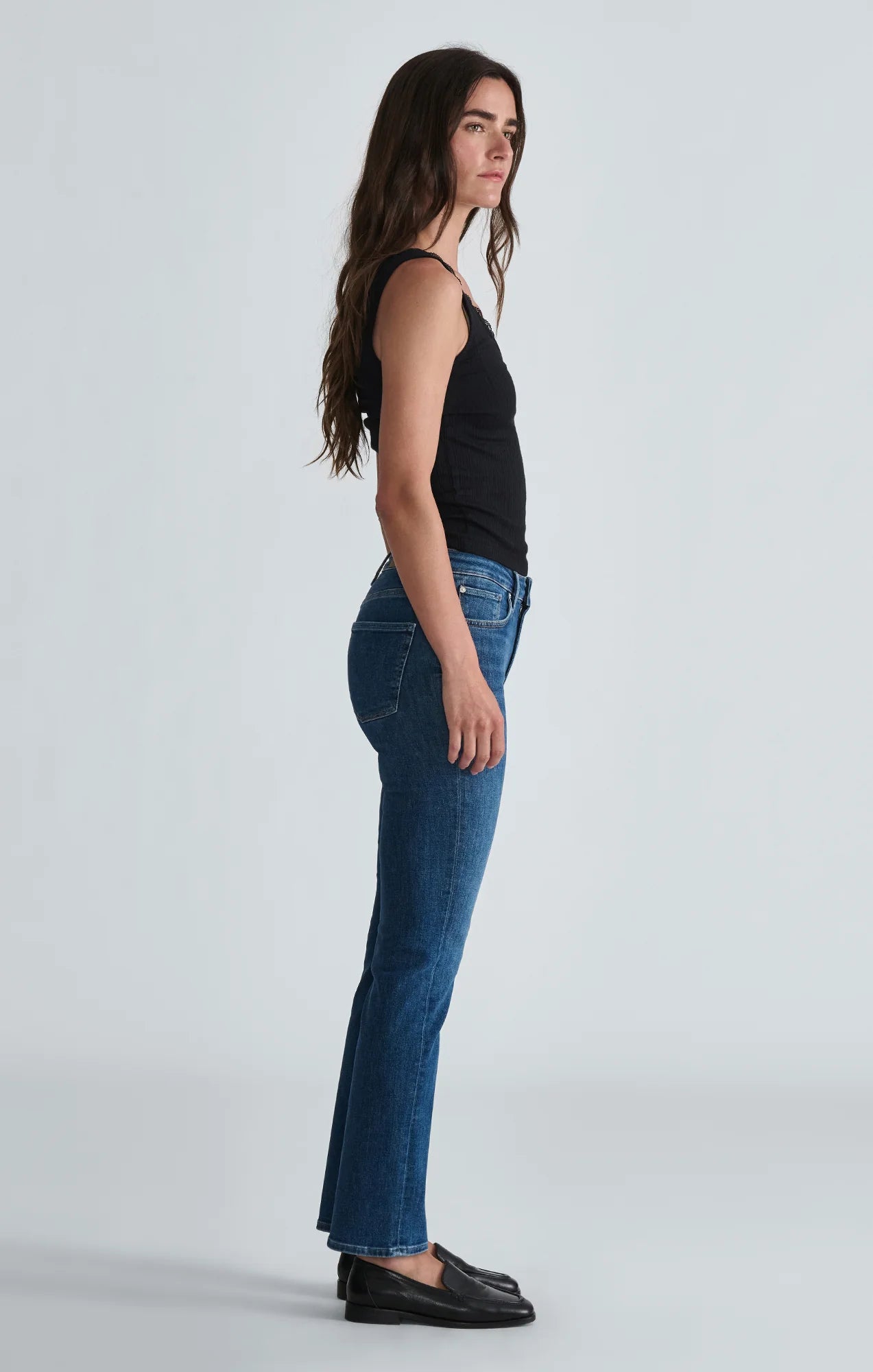 Mavi- Kendra Mid Rise Straight Leg in Mid Brushed Flex Blue 30" Inseam
