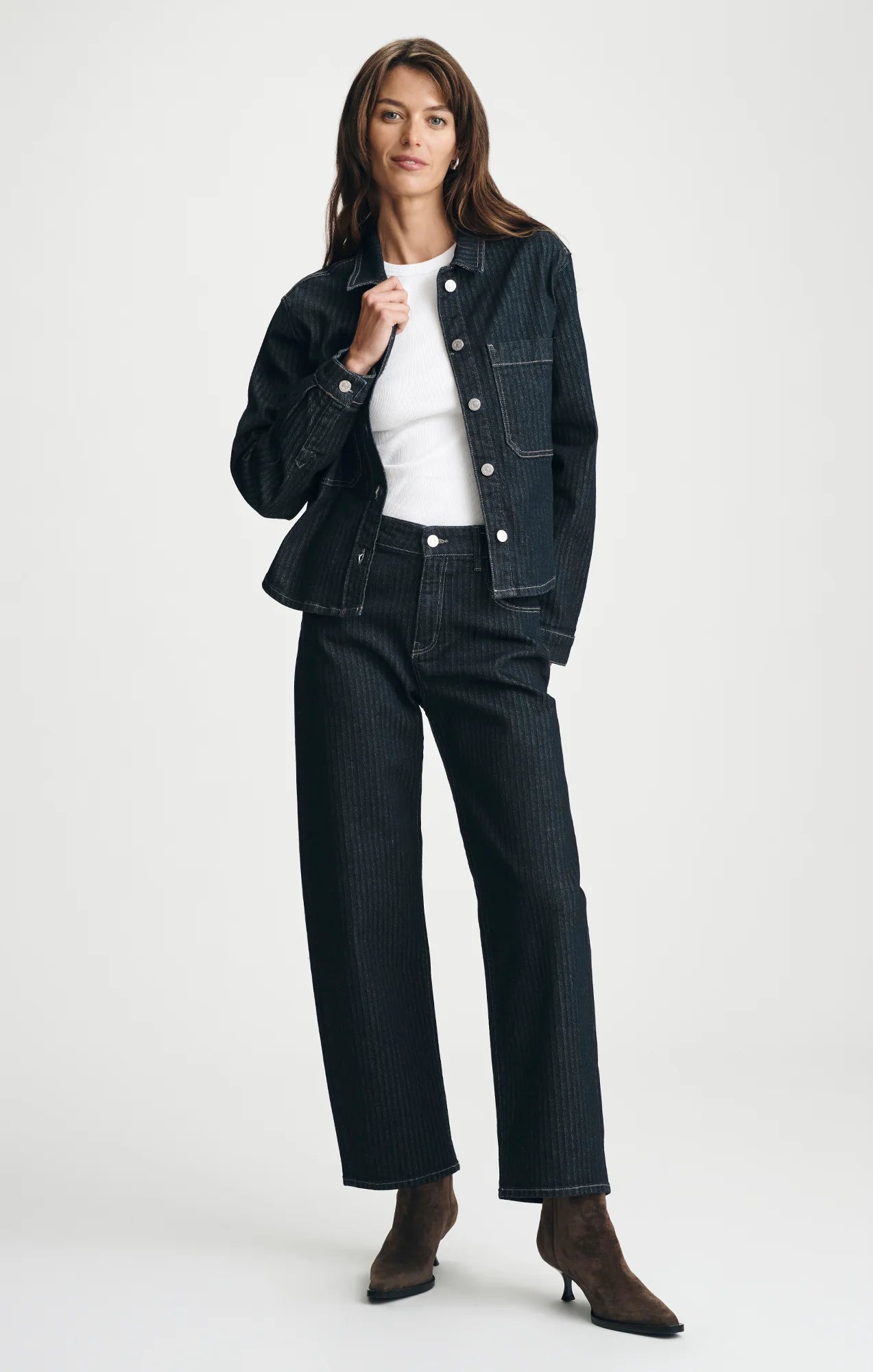 Mavi- Norina Cropped Denim Overshirt in Dark Denim