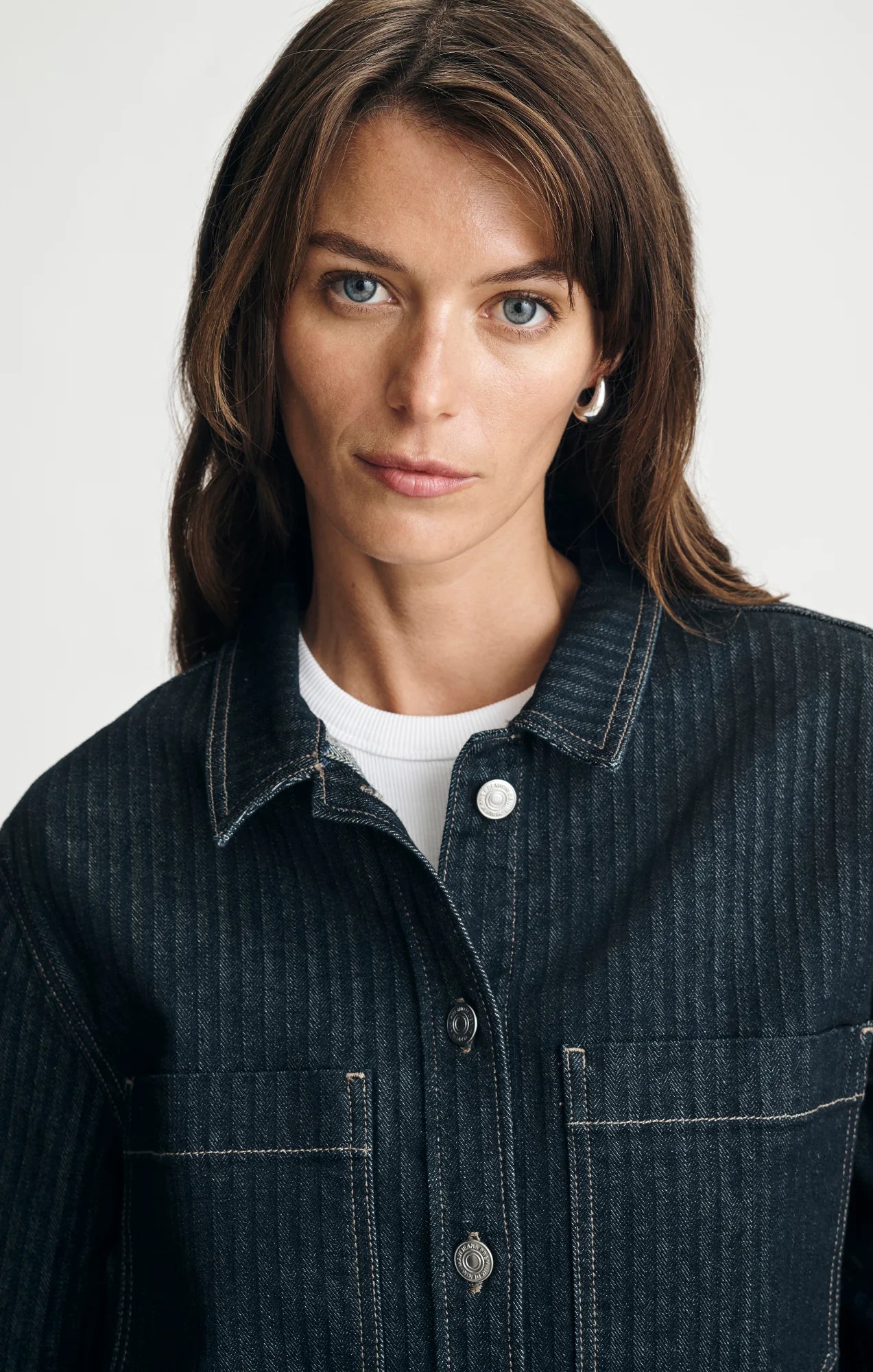 Mavi- Norina Cropped Denim Overshirt in Dark Denim
