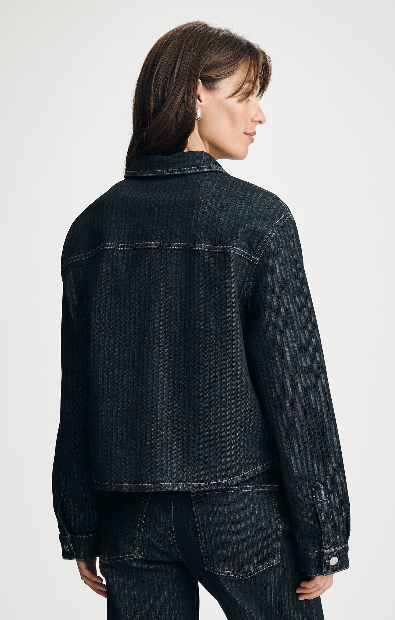 Mavi- Norina Cropped Denim Overshirt in Dark Denim