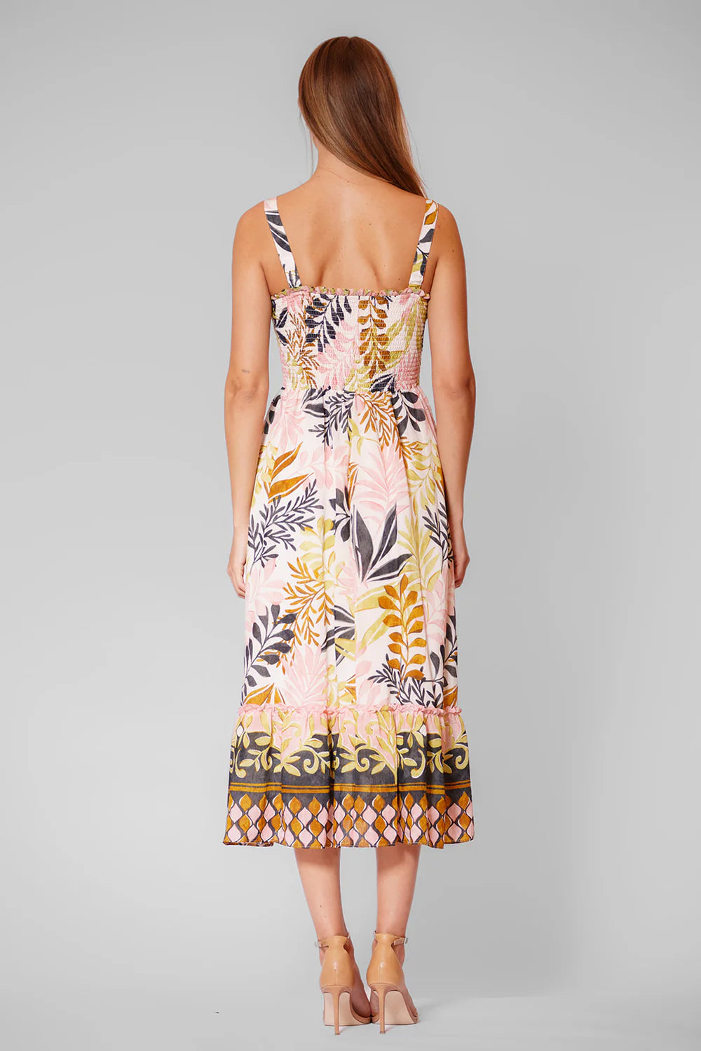 Julia Jordan- Strapless Midi Smocking Dress in Ivory