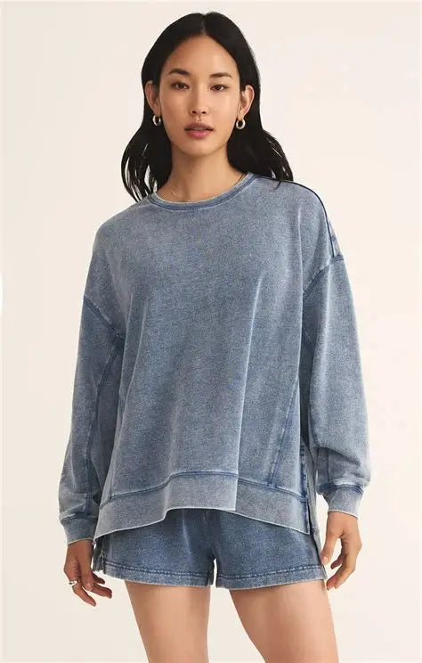 Z SUPPLY- Knit Denim Modern Weekender in Medium Indigo