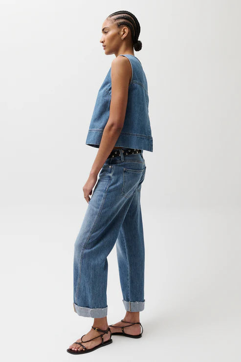 Pistola- Kacey Mid Rise Cuffed Boyfriend Jean in Laguna