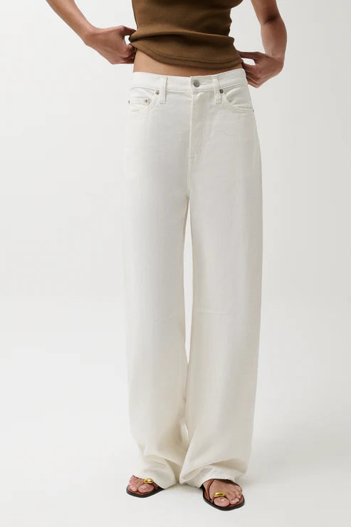 Pistola- Sydney High Rise Bowed Linen Wide in Egret