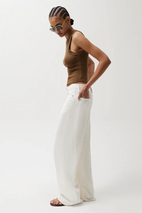 Pistola- Sydney High Rise Bowed Linen Wide in Egret