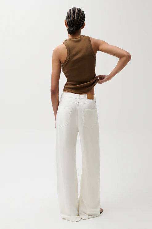 Pistola- Sydney High Rise Bowed Linen Wide in Egret