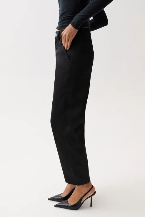 Pistola- Beau Seamed Crescent Jean in Black Sateen