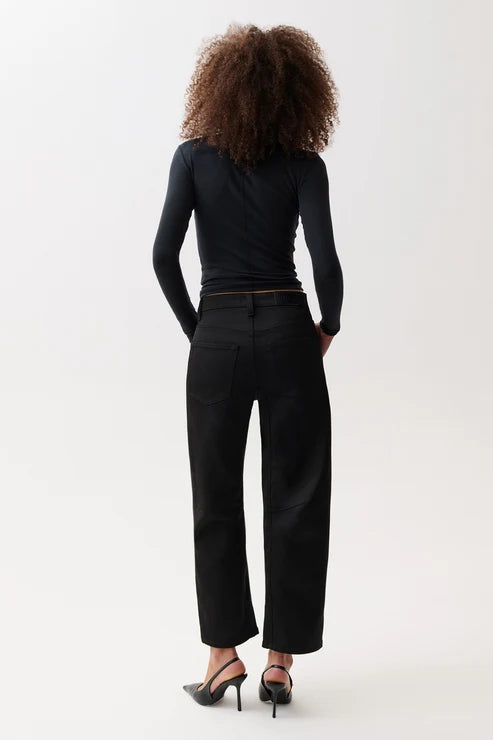 Pistola- Beau Seamed Crescent Jean in Black Sateen