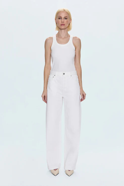 Pistola- Tate High Rise Bowed Wide Leg Jean in Paper White