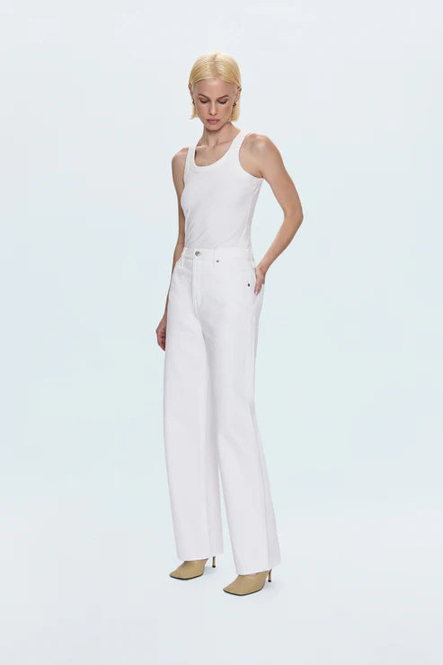 Pistola- Tate High Rise Bowed Wide Leg Jean in Paper White