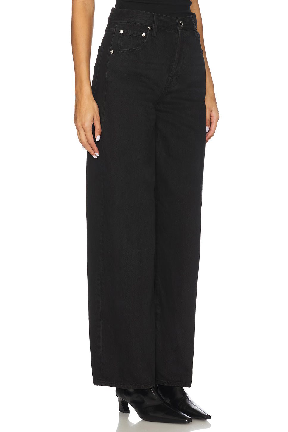 Pistola- Tate High Rise Bowed Wide Leg Jean in Midnight Hour