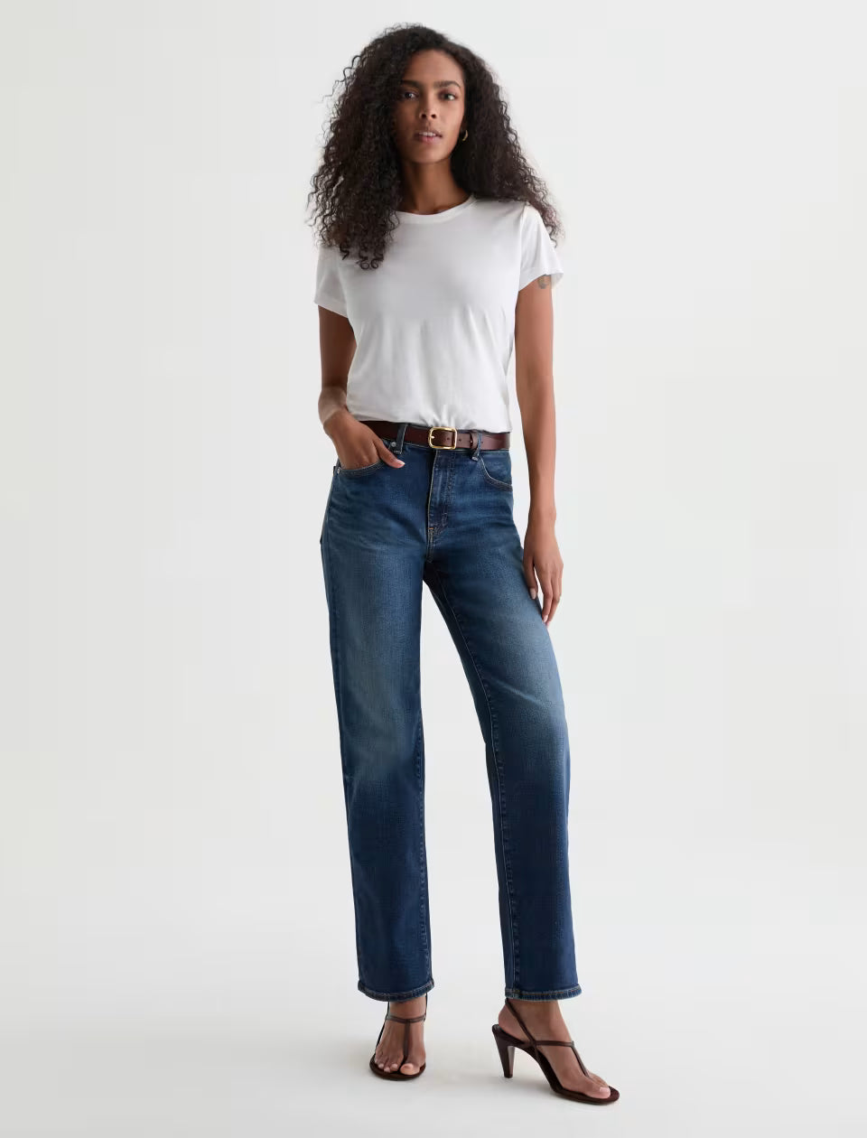 AG Jeans- Brinley Mid-Rise Straight in Night Cap