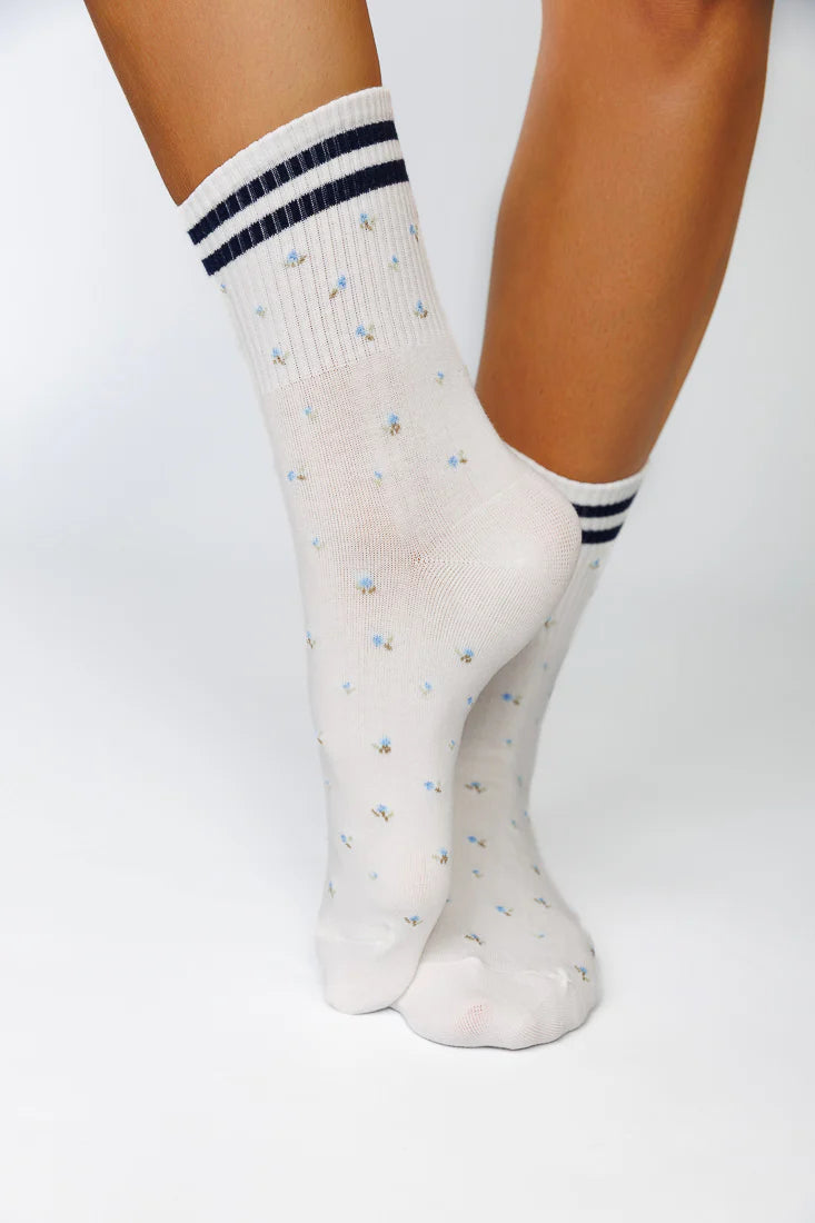 LIMLIM- Crew Floral Ribbed Socks