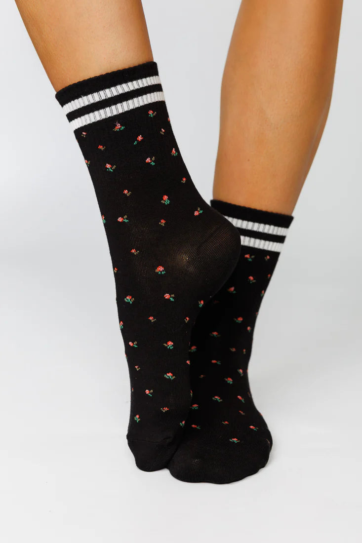 LIMLIM- Crew Floral Ribbed Socks
