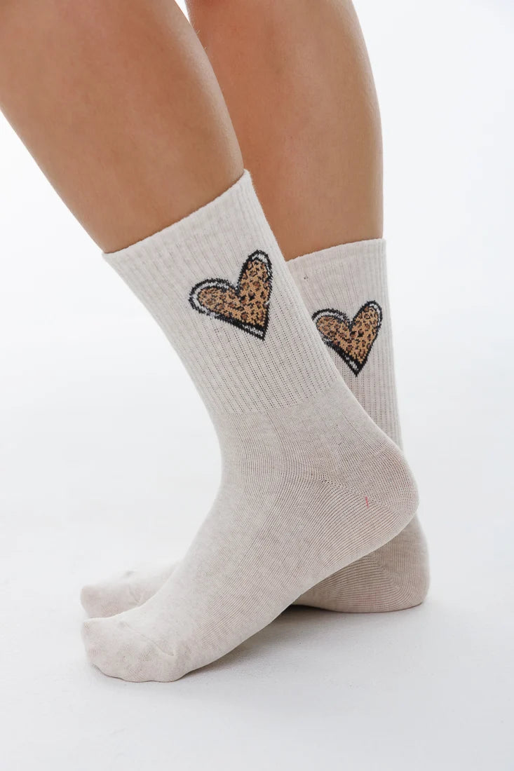 LIMLIM- Ribbed Leopard Heart Socks