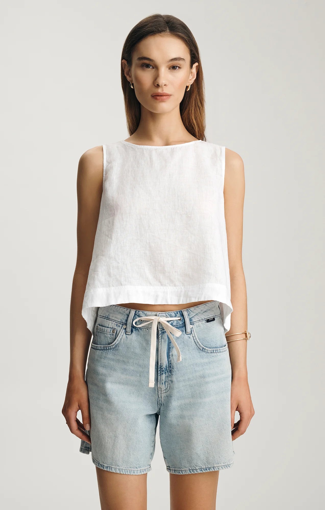 Mavi- Nella High Rise Relaxed Shorts in Bleached Linen Denim