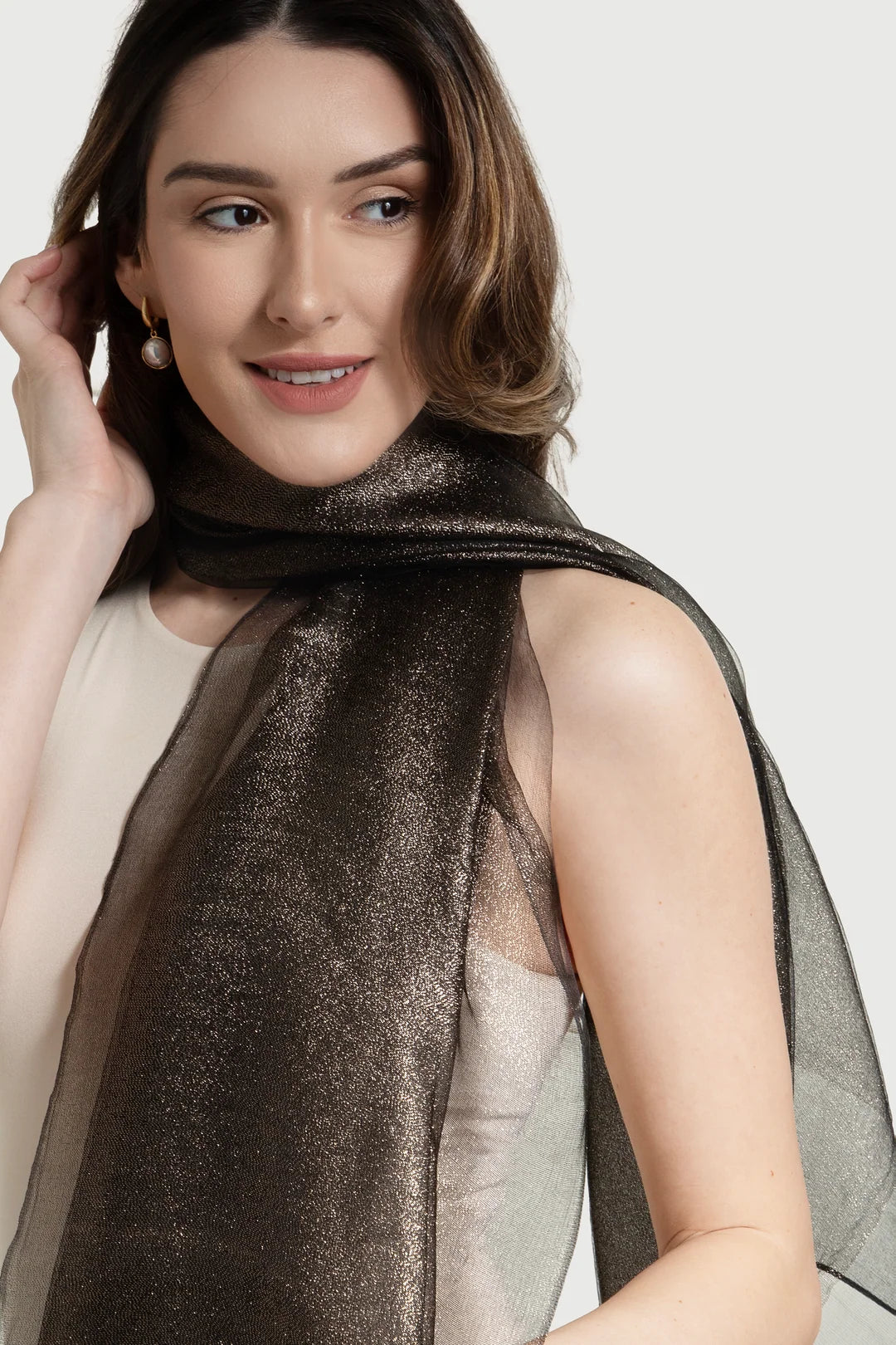 SAACHI- Silk Glimmer Scarf in Black
