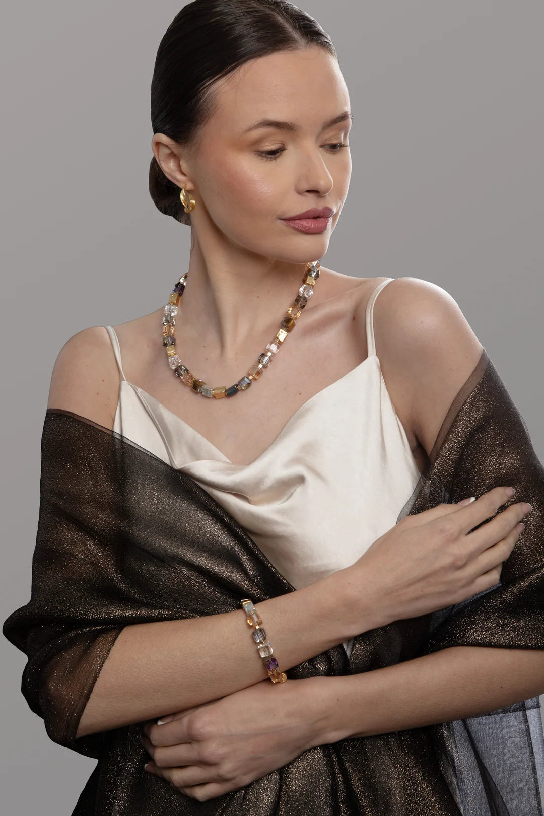 SAACHI- Silk Glimmer Scarf in Black