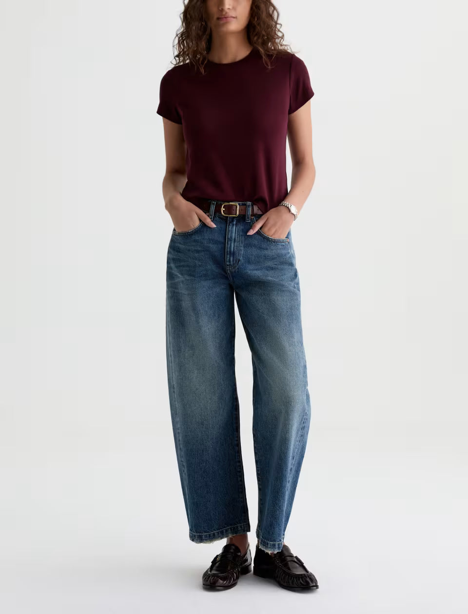 AG Jeans- Hattie High-Rise Barrel in 10 Years Front Line