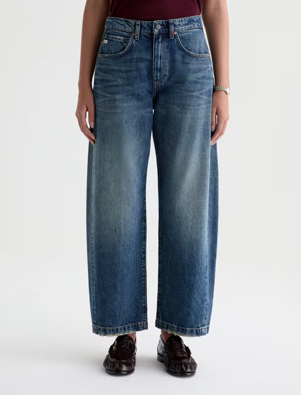 AG Jeans- Hattie High-Rise Barrel in 10 Years Front Line