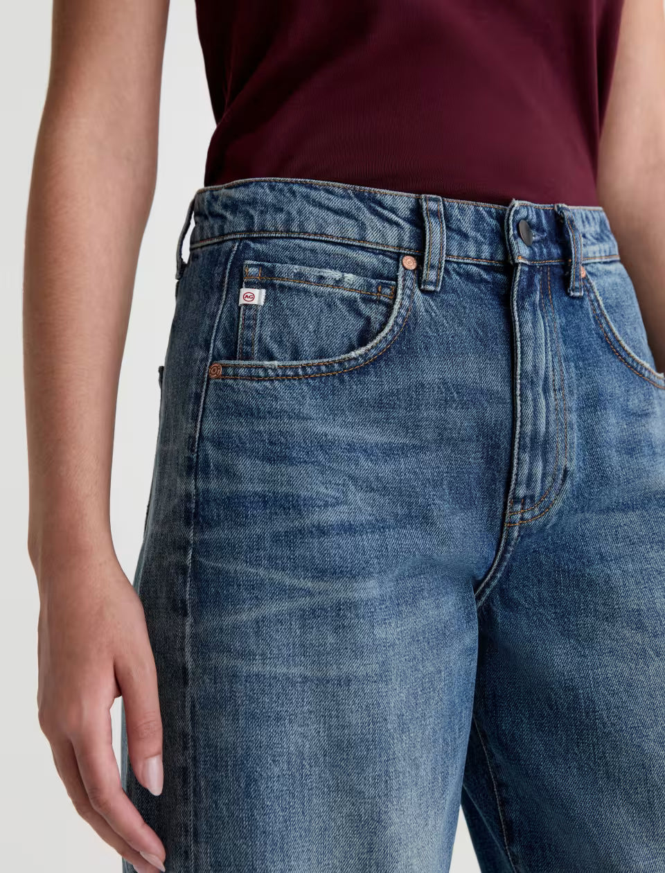 AG Jeans- Hattie High-Rise Barrel in 10 Years Front Line