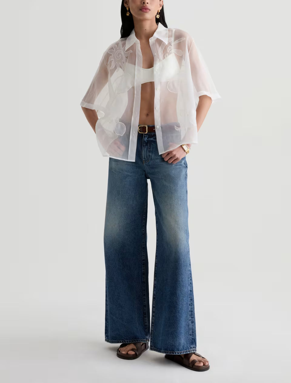 AG Jeans- Saige Mid Rise Wide Leg in Nostalgia